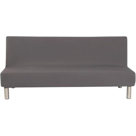 Housse de canapé sans accoudoirs gris argenté avec coussin de lit élastique coulissant (1/5)