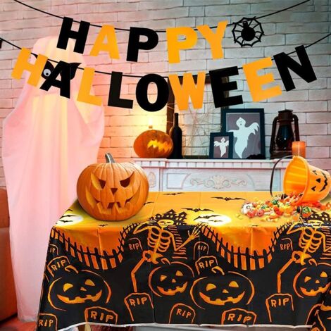 Décoration de table pour Halloween, nappe en plastique à motif citrouille, H (1/3)