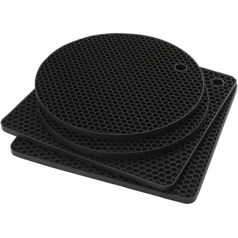 Lot de 4 dessous de plat en silicone - Résistants à la chaleur, antidérapants et imperméables - Motif alvéolé (1/3)