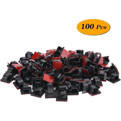 Lot de 100 clips de gestion de câbles auto-adhésifs pour TV, PC, ordinateur portable, (1/5)