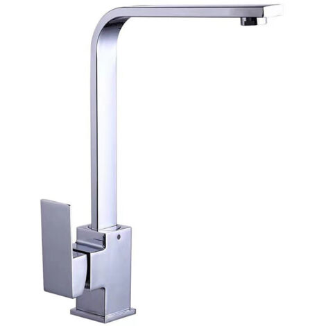 Robinet mitigeur de cuisine carré argenté (1 pièce) avec bec haut (1/2)