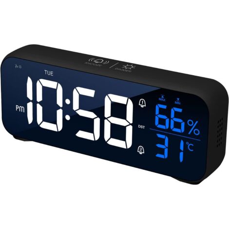 Montre de bureau numérique noire à double affichage