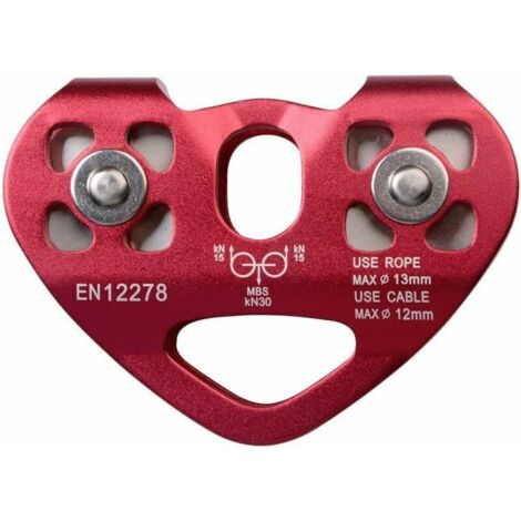 Poulie double rouge, 30 kN/6700 lbs, escalade extérieure, double axe Zipl (1/5)