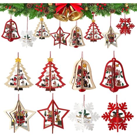 décorations de sapin de Noël en bois, décoration de sapin de Noël 3D (1/5)