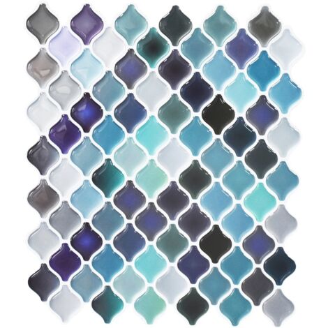 Papier Peint Carrelage Autocollant Bleu Violet 25 x21 cm Style (1/4)