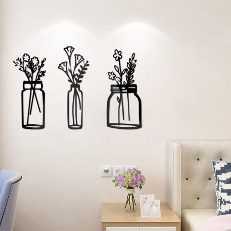 Pièces Décoration Murale de Fleur Art Mural de Vase Minimali (1/5)