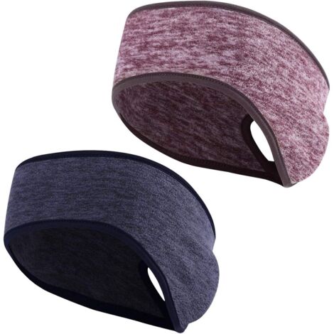 Lot de 2 bandeaux de sport en polaire pour femmes et hommes, idéal pour les sports d'hiver (1/5)