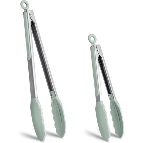 Ensemble de 2 pinces de cuisine verrouillables en acier inoxydable avec embouts en silicone (1/4)