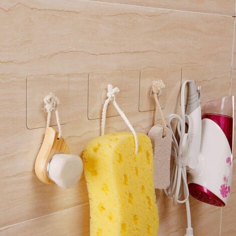 Crochets adhésifs transparents, puissants et sans perçage, qui ne rayent pas. (1/5)