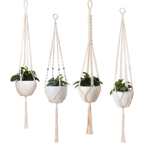 Corde de suspension pour plantes en macramé, lot de 4, support pour plantes suspendues d'intérieur. (1/5)