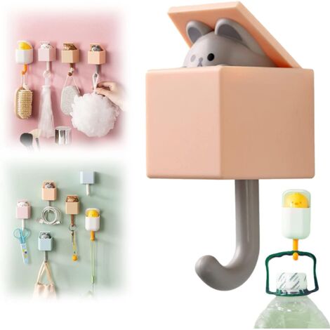Crochet adhésif créatif pour vêtements, porte-clés chat mignon, chat pop-up (1/5)