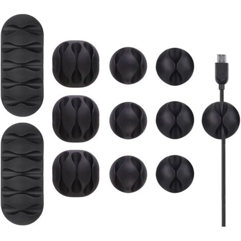 Lot de 12 clips de câble résistants, rangement de câbles, pour bureau (1/5)