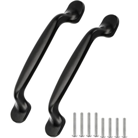 Lot de 2 poignées de porte de placard noires en aluminium, style simple. (1/5)