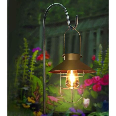 Lanterne solaire suspendue avec crochets de berger, style vintage, à énergie solaire (1/5)