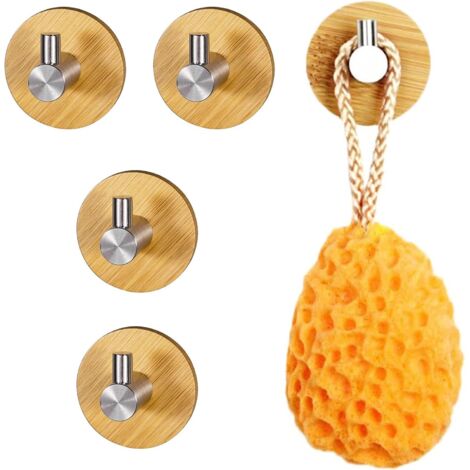 Lot de 5 crochets en bois auto-adhésifs, crochets muraux en bambou collants, Ki (1/5)
