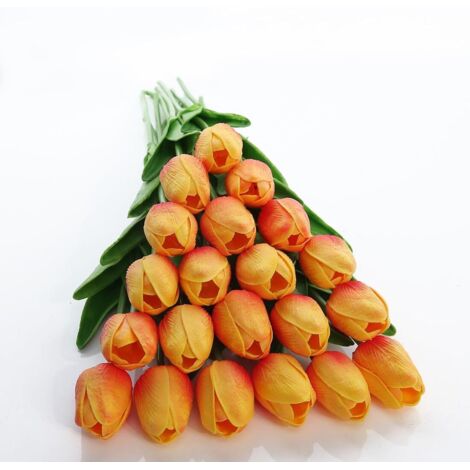 Lot de 20 tulipes artificielles en latex, imitation tulipes, au toucher réaliste. (1/5)
