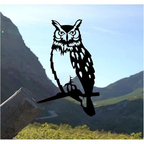 Silhouette en acier d'un oiseau sur une branche, statue décorative d'oiseau (1/4)