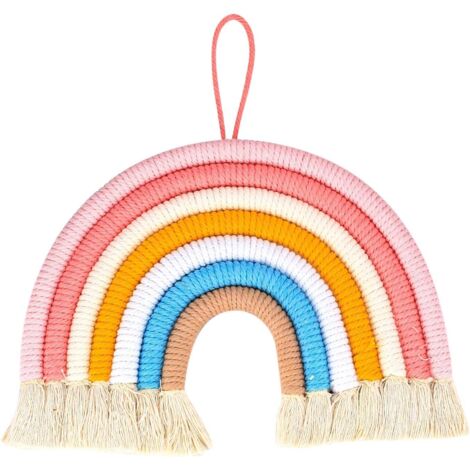 Macramé arc-en-ciel, tapisserie tissée décorative, macramé bohème fait main (1/5)