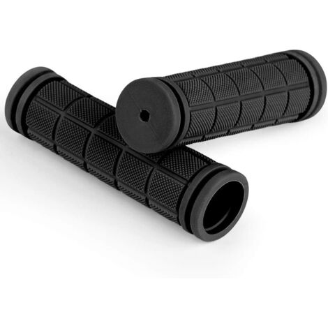 Paire de poignées de vélo ergonomiques en caoutchouc souple antidérapant (noir)