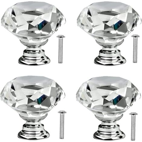 poignées de porte de placard, bouton de tiroir, cristal diamant (1/5)
