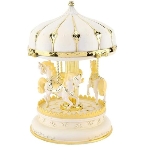 Boîte à musique carrousel, musique romantique, artisanat, 3 chevaux, musique carrousel B (1/4)