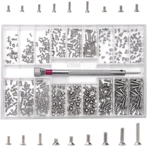 Kit de 500 micro-vis de réparation, M1.2, M1.4 et M2 en acier inoxydable (1/5)