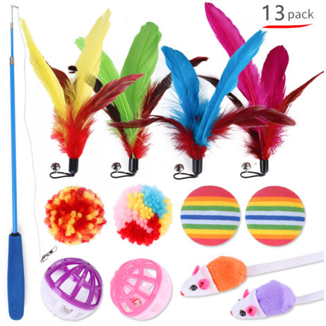 Jouets pour chats, assortiment de jouets combinés, chat rigolo, souris, clochette, (1/5)