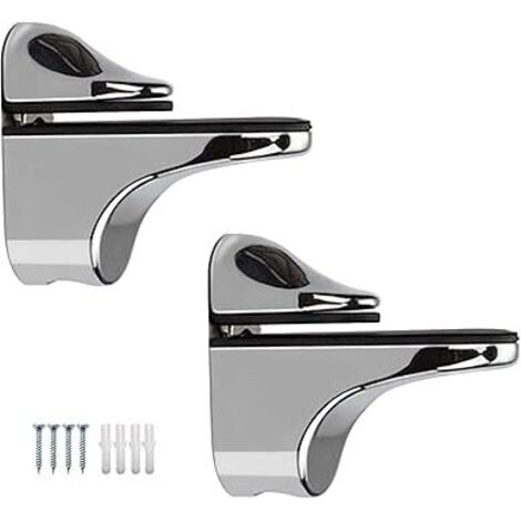 (Bec de canard) 2 supports d'étagère en verre réglables, pour bois/verre (1/5)