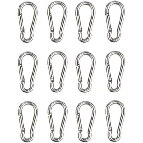 Lot de 12 mousquetons de fixation pour usage intensif, sports, cadenas, balançoire (1/5)