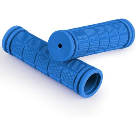 Paire de poignées de vélo ergonomiques en caoutchouc souple antidérapant (bleu foncé) (1/5)