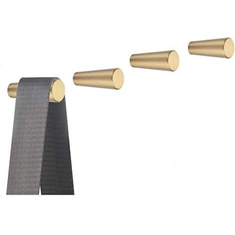Lot de 4 crochets muraux en laiton brossé, 45 mm x 15 mm, finition dorée. (1/5)