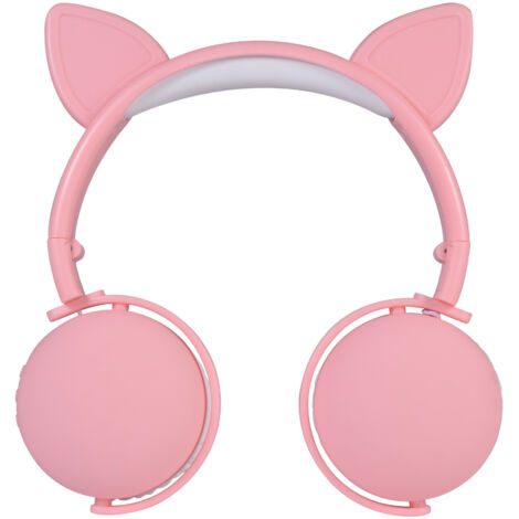Casque Bluetooth avec oreilles de chat de dessin animé, monté sur la tête (1/2)