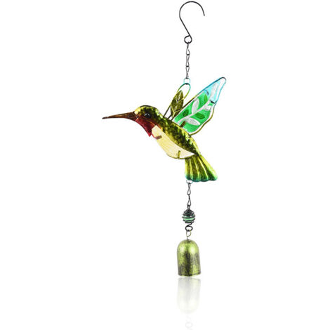 Carillon éolien Martin-pêcheur en métal peint, carillon éolien en verre peint à la main (1/4)
