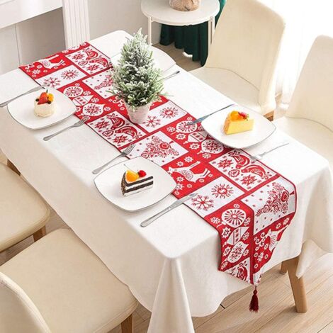 Nappe de Noël, chemin de table de Noël, coton et lin C (1/5)