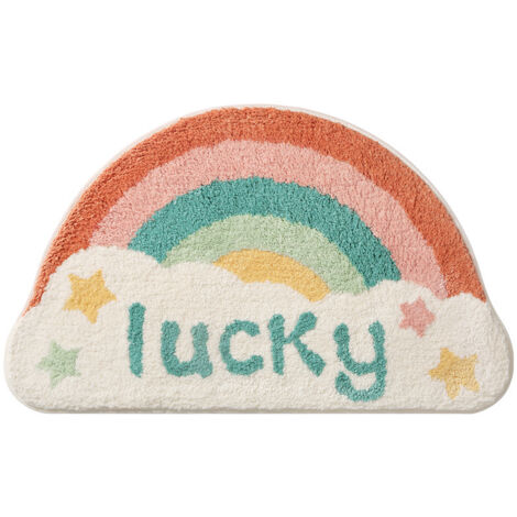 Tapis de sol semi-circulaire antidérapant créatif à motif arc-en-ciel et soleil (1/2)
