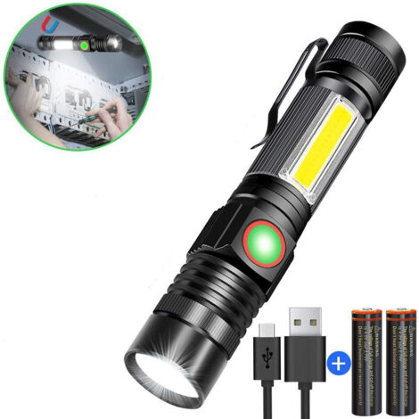 lampe torche puissante, multifonction, rechargeable, éclairage latéral (1/5)