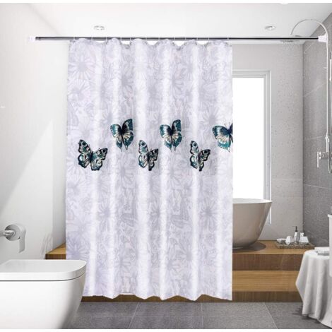 Rideau de douche en polyester imperméable, rideau de douche avec 12 crochets (1/5)