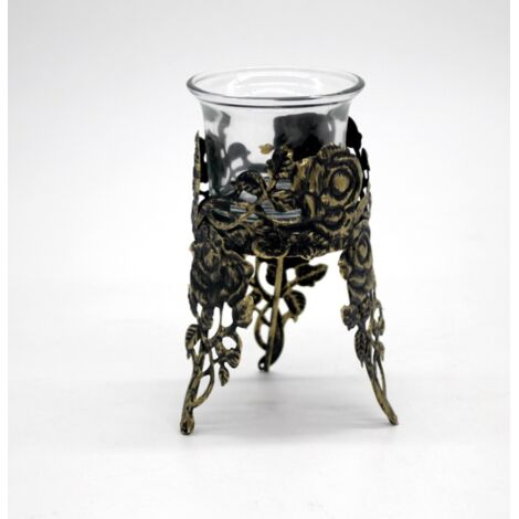 Bougeoirs rétro en fer et verre sculpté (1/4)