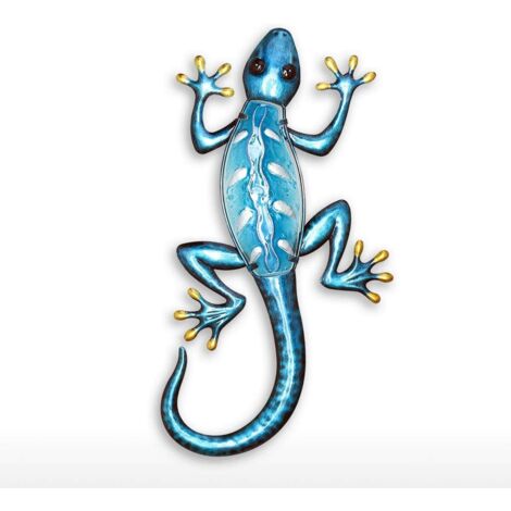 Décoration murale gecko en fer et verre, ornement créatif artisanal (1/5)