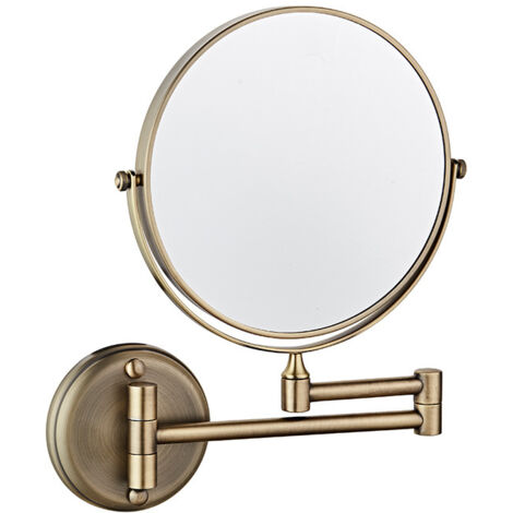 Miroir de courtoisie mural double face, pliable et pivotant, grossissement x3 (1/5)