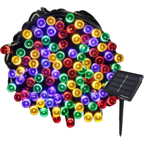 Guirlande lumineuse solaire féérique de 22 m, 200 LED, 8 guirlandes lumineuses, idéale pour les fêtes. (1/5)