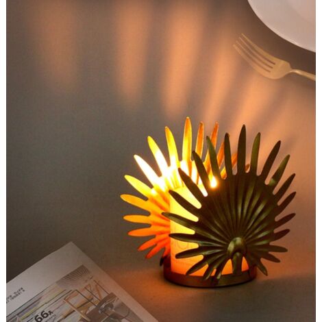 Bougeoirs en métal - Décoration feuille (sans bougie) pour bars, (1/4)