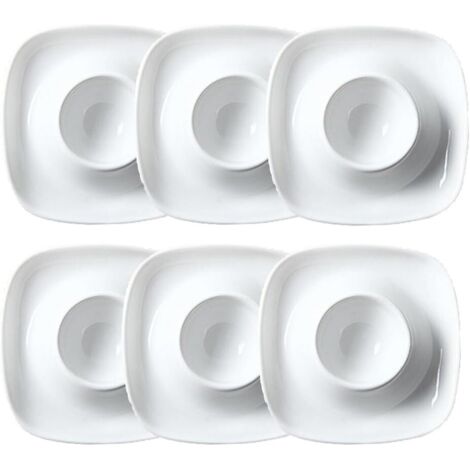 Ensemble de 6 coquetiers en porcelaine blanche, élégants, en porcelaine. (1/4)