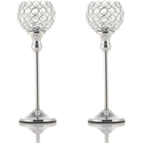 bougeoirs ronds en cristal argenté transparent pour mariage (1/5)
