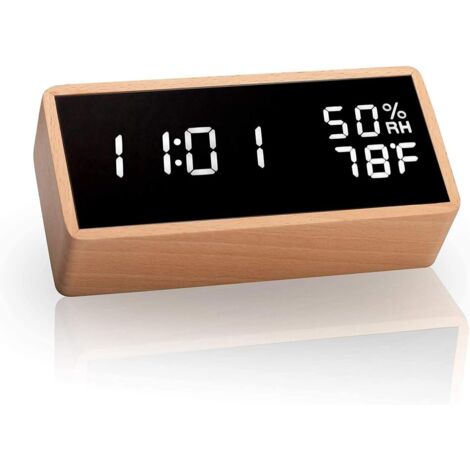 Réveil électronique en bois avec 3 alarmes (1/5)