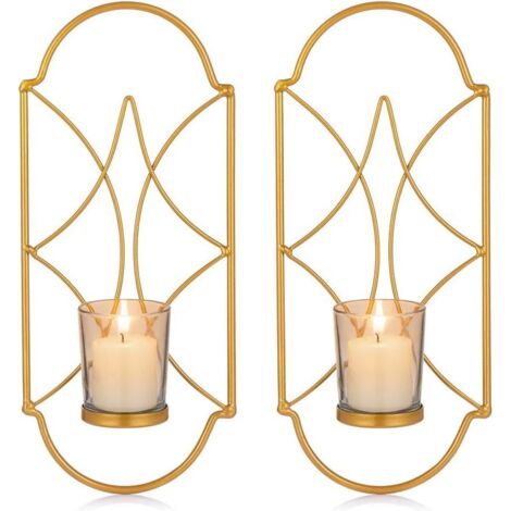 2 bougeoirs, bougeoir pour bougie chauffe-plat, support mural en métal (1/3)