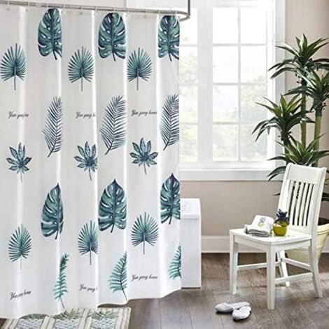 Rideau de douche en polyester 180 x 200 cm, imperméable et antibactérien. (1/4)