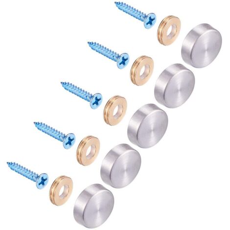 20 jeux de vis à miroir, clous à miroir en acier inoxydable de 22 mm avec décoration (1/5)