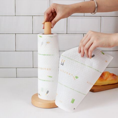 Porte-rouleau de cuisine, porte-essuie-tout, porte-rouleau vertical en bois (1/5)