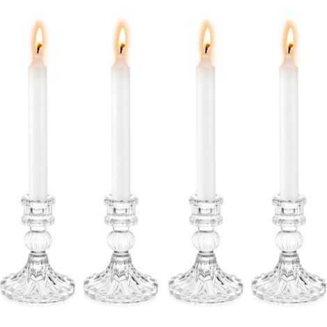 4 bougeoirs en verre transparent conique, bougeoirs décoratifs (1/5)